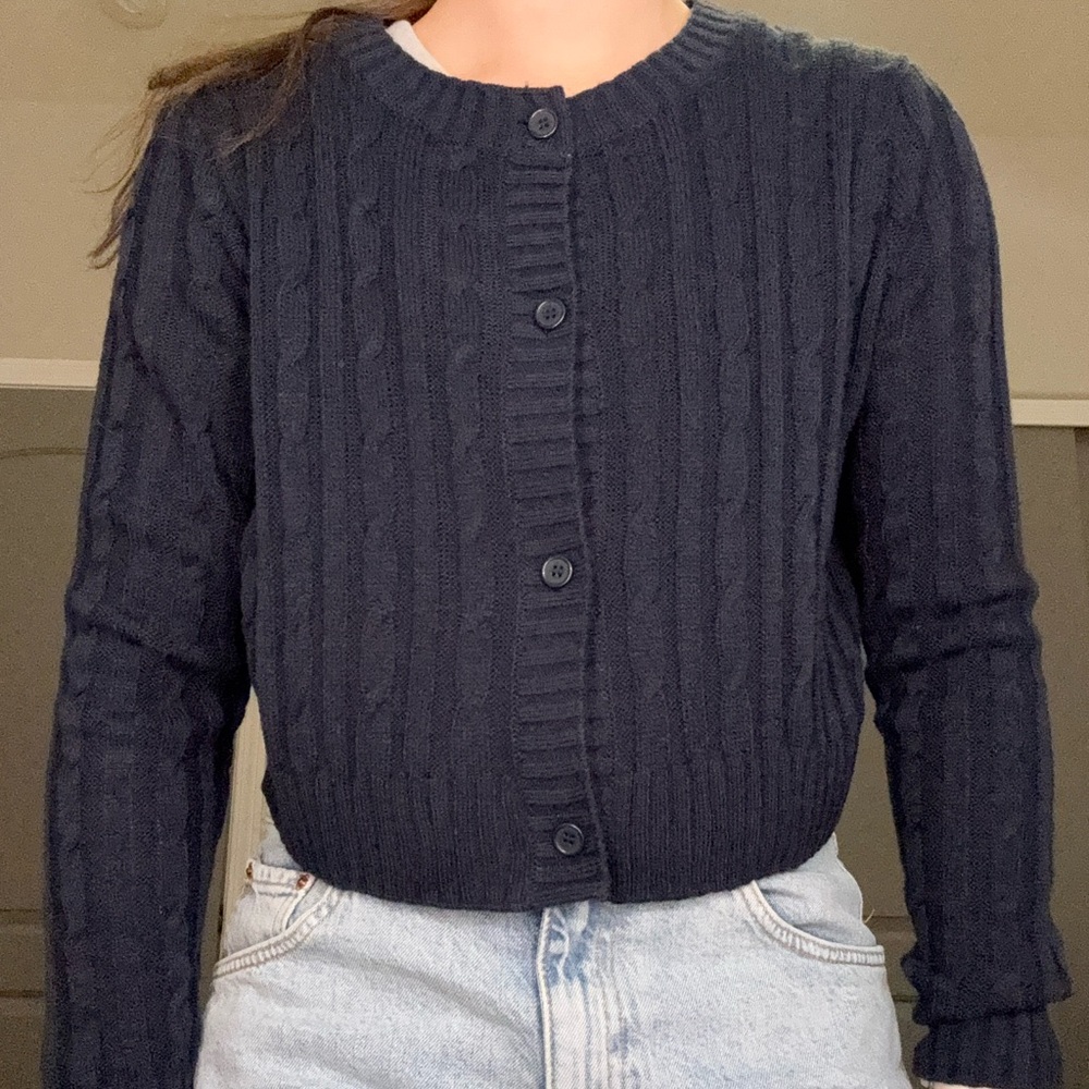 H&M Navy Cable Knit Cardigan